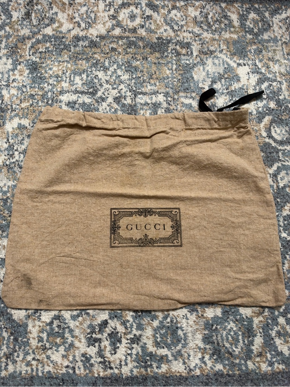 Authentic Gucci Beige Linen Drawstring Dust Bag 13.5x10